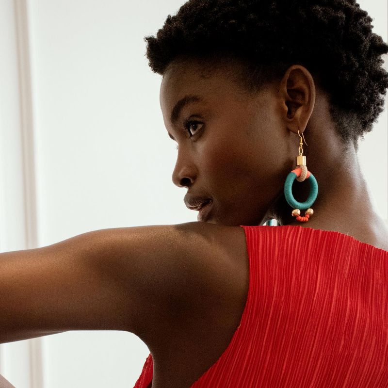 アフリカンシトリンフラワーカービングと希少リビアングラスのピアスチャーム アフリカンシトリンフラワーカービングと希少リビアングラスのピアス