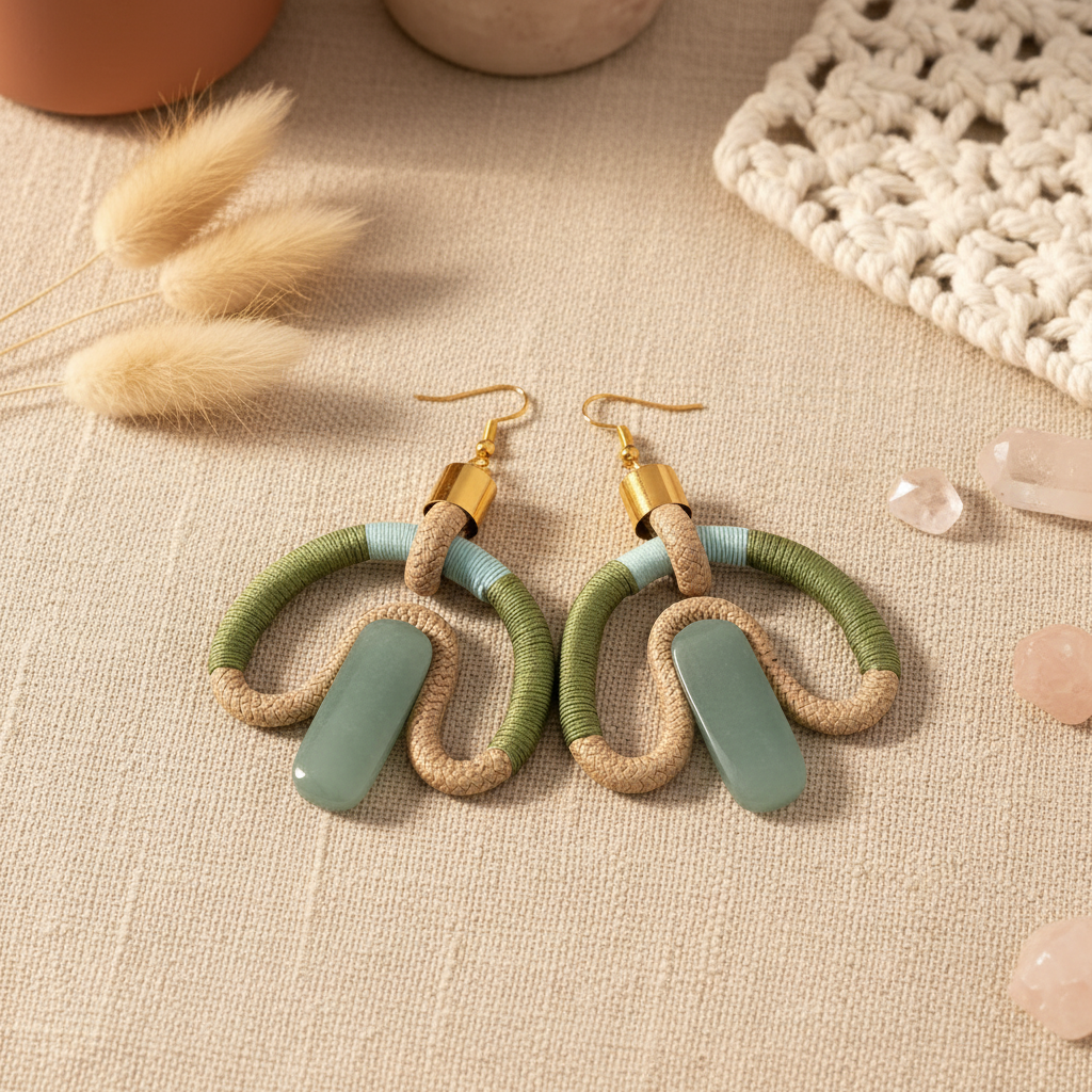 Pichulik アフリカン ピアス Aventurina (Beige Fern Mint) – Cradle