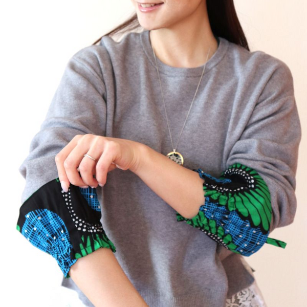 Cradle Handmade アフリカ布アームカバー(Ocean and Sky)