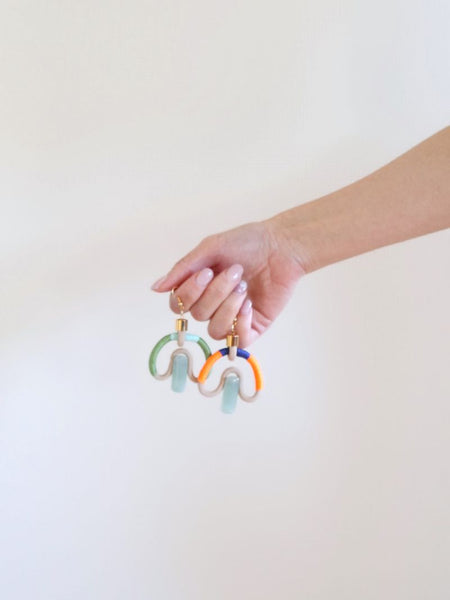 Pichulik アフリカン ピアス Aventurina (Beige Fern Mint)