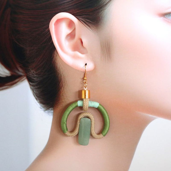 Pichulik アフリカン ピアス Aventurina (Beige Fern Mint)