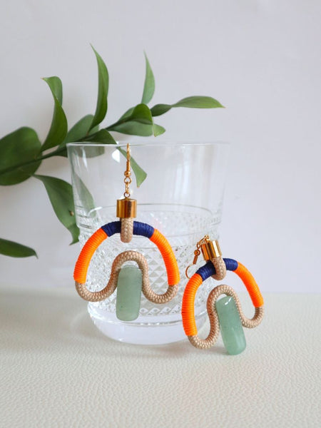 Pichulik アフリカン ピアス Aventurina (Beige Orange Blue)