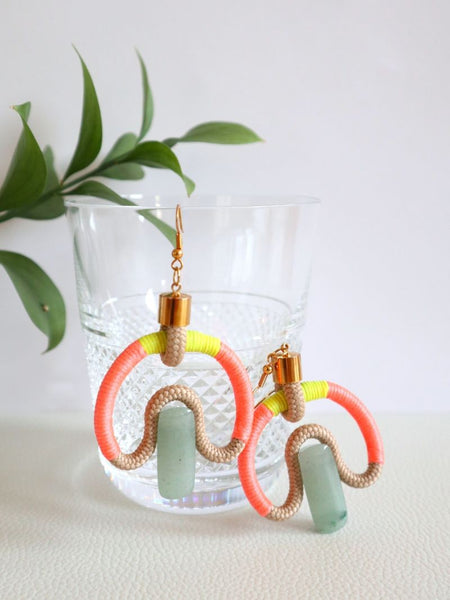 Pichulik アフリカン ピアス Aventurina (Beige Pink Yellow)