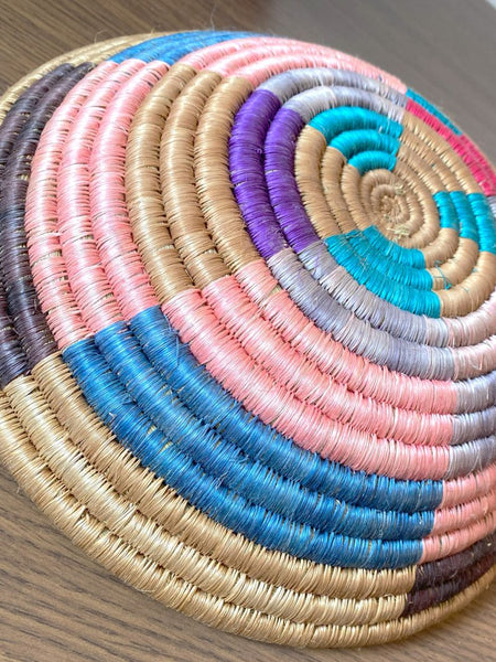 南アフリカ雑貨　手編みカゴ（Colourful）