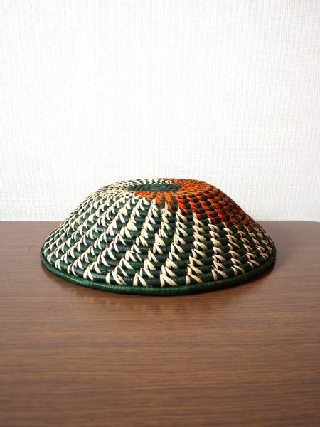 南アフリカ雑貨　手編みカゴ（Green/Orange/White）