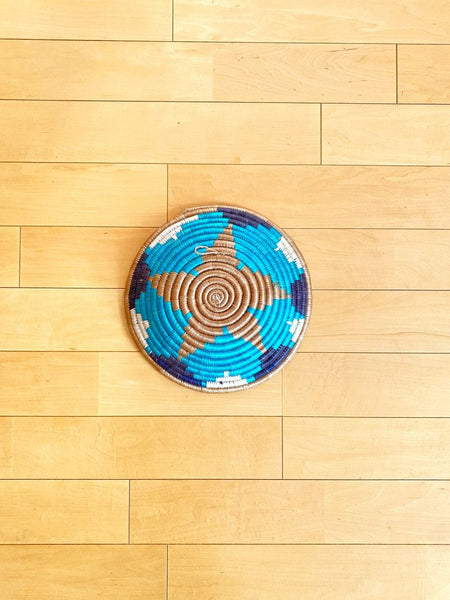南アフリカ雑貨　手編みカゴ（Turquoise）