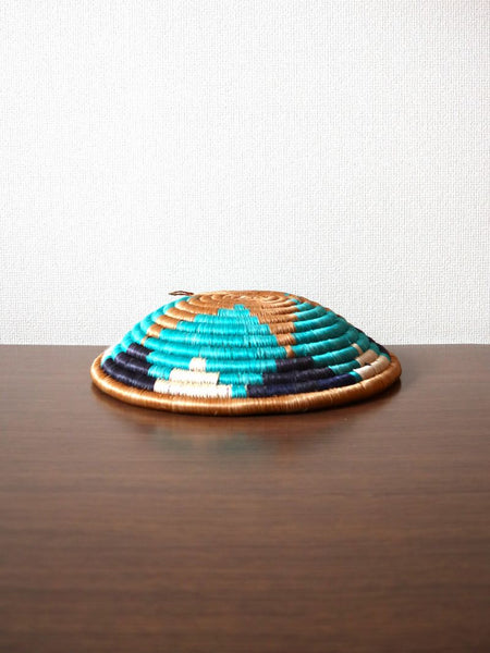 南アフリカ雑貨　手編みカゴ（Turquoise）