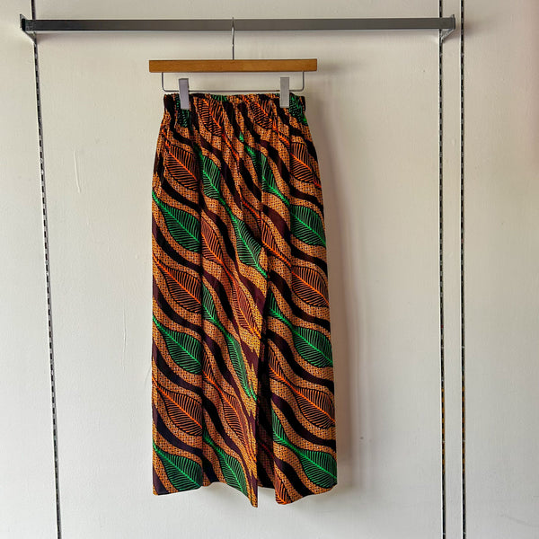 Cradle Handmadeアフリカ布ロングパンツ(Yellow leaves)