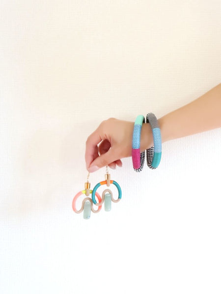 Pichulik アフリカン ピアス Aventurina (Beige Aqua Orange)