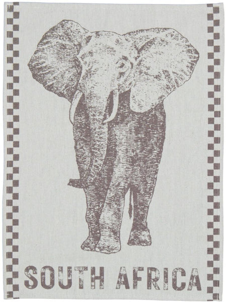 African Jacquard Wildlife ティータオル Elephant Bark
