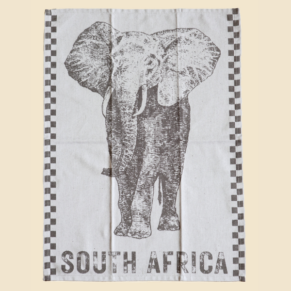 African Jacquard Wildlife ティータオル Elephant Bark