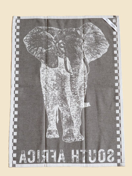 African Jacquard Wildlife ティータオル Elephant Bark