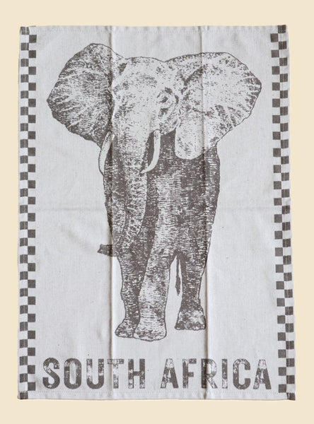 African Jacquard Wildlife ティータオル Elephant Bark