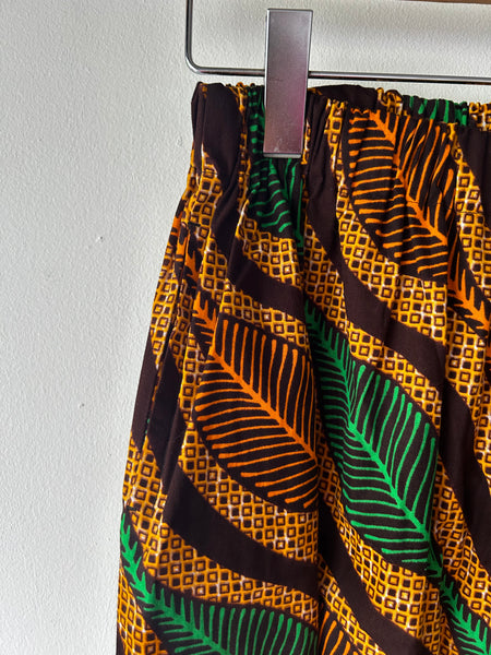 Cradle Handmadeアフリカ布ロングパンツ(Yellow leaves)