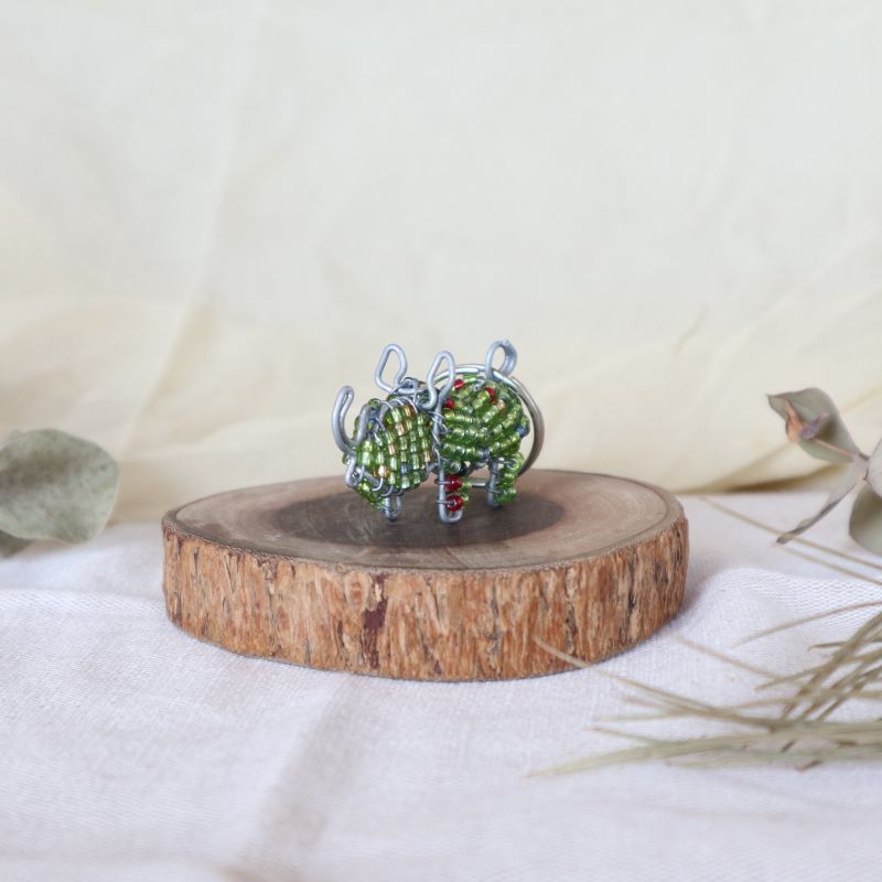 アニマルキーホルダー　サイ (green)