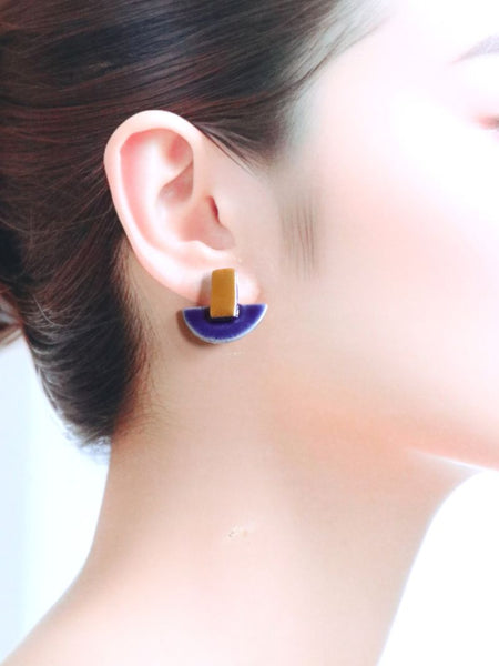 Nina Bosch 南アフリカ陶器 Halfmoon Plusピアス(Blue)