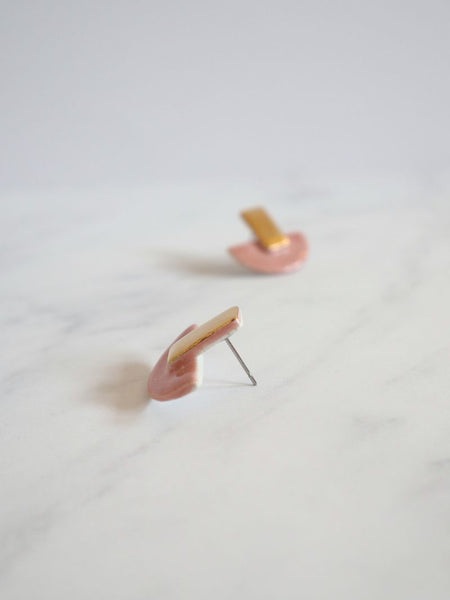 Nina Bosch 南アフリカ陶器 Halfmoon Plusピアス(Pink)