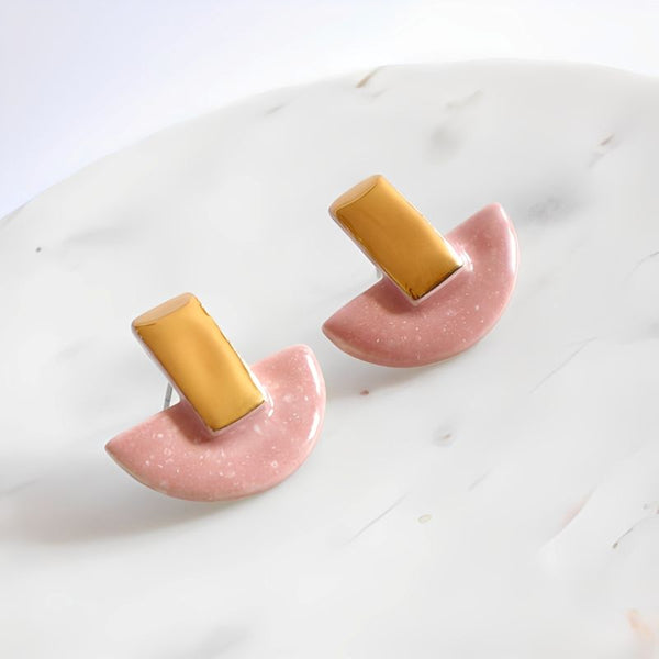 Nina Bosch 南アフリカ陶器 Halfmoon Plusピアス(Pink)