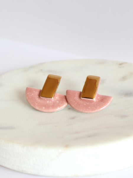Nina Bosch 南アフリカ陶器 Halfmoon Plusピアス(Pink)