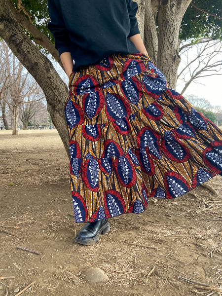 Cradle Handmadeアフリカ布スカート Red A