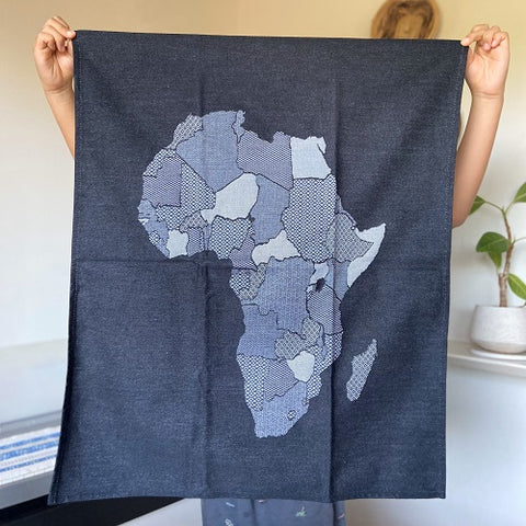African Jacquard アフリカ地図　Silver Black
