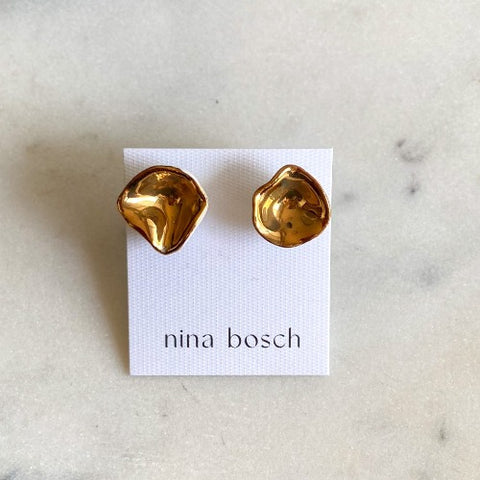 Nina Bosch 南アフリカ陶器  ポピーピアス(Gold)