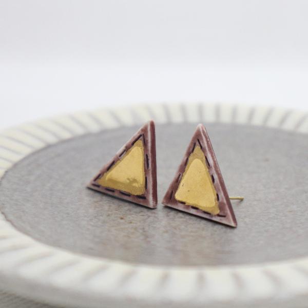 Elke Le Roux ピアス (pink/gold triangle)