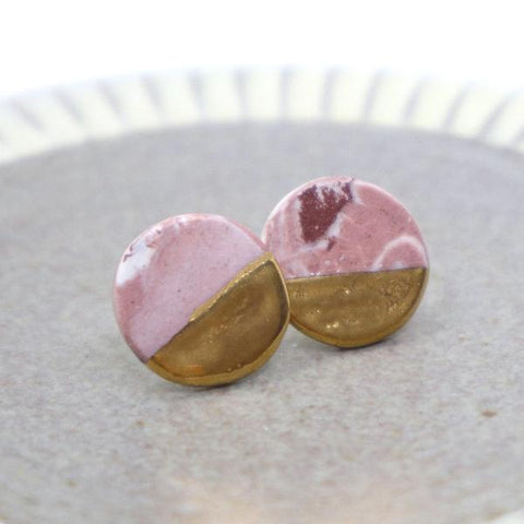 Elke Le Roux ピアス (pink/white marble 2)