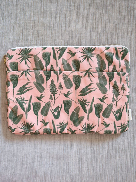 aLoveSupreme 13インチ　　　パソコンケース　ボタニカルPink ポケット付き