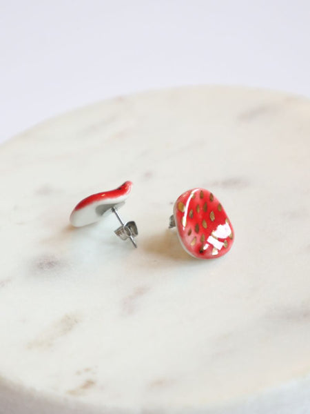 Nina Bosch 南アフリカ陶器  Petalピアス(Red Gold Dots)
