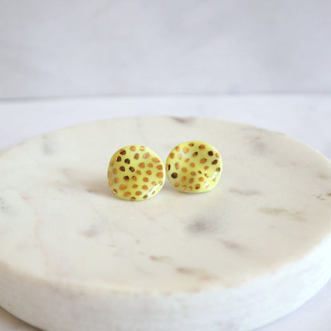 Nina Bosch 南アフリカ陶器  Petalピアス(Yellow Gold Dots)