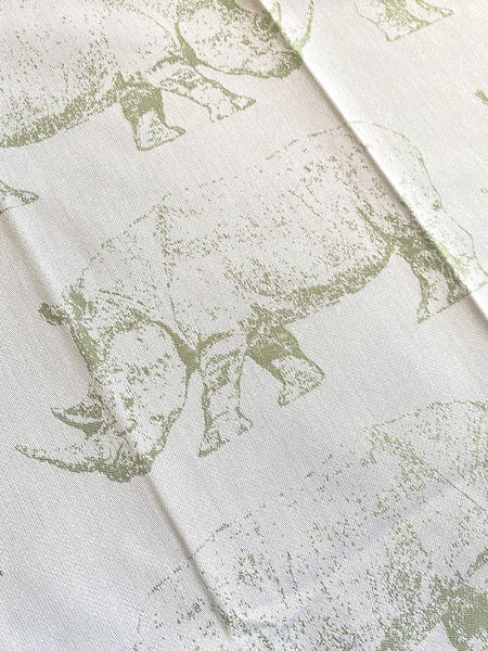 African Jacquard Wildlife ティータオル Rhinos Green