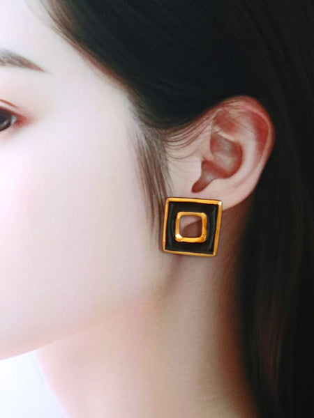 Nina Bosch 南アフリカ陶器  Savannahピアス(Black)