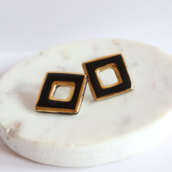 Nina Bosch 南アフリカ陶器  Savannahピアス(Black)