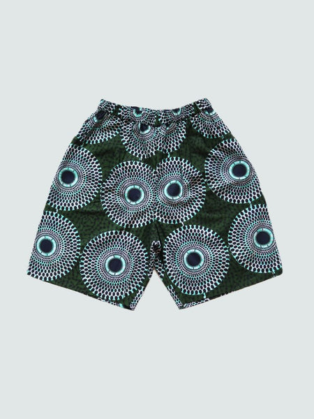 Cradle Handmadeアフリカ布ショートパンツ メンズ(Green)