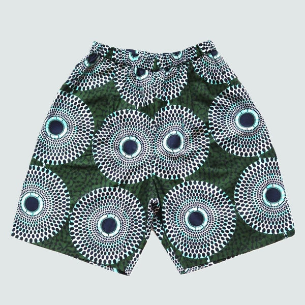 Cradle Handmadeアフリカ布ショートパンツ メンズ(Green)