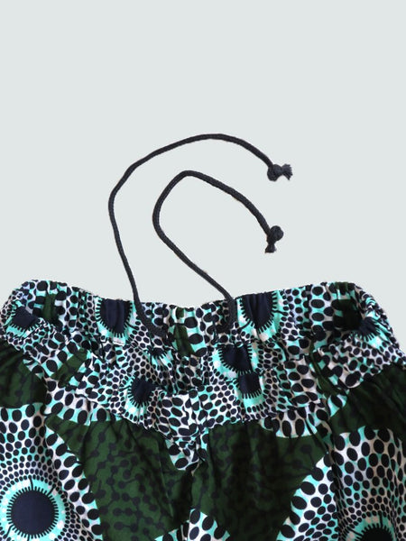 Cradle Handmadeアフリカ布ショートパンツ メンズ(Green)