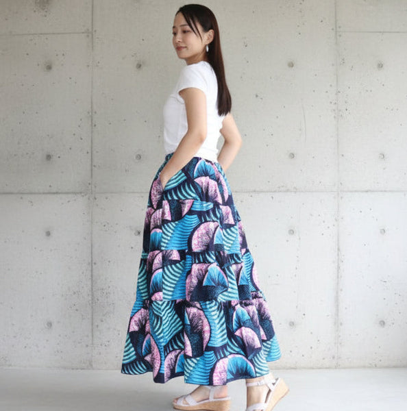 Cradle Handmadeアフリカ布スカート Jacaranda