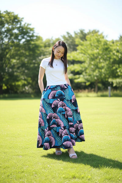 Cradle Handmadeアフリカ布スカート Jacaranda