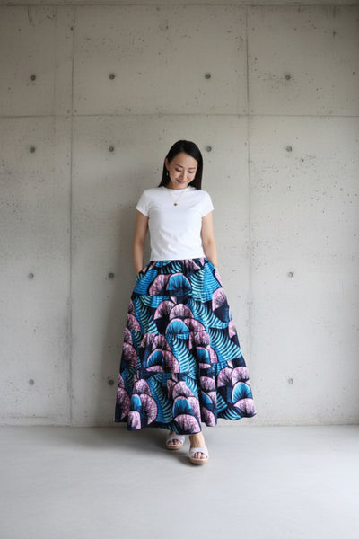 Cradle Handmadeアフリカ布スカート Jacaranda