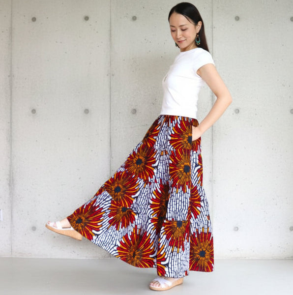 Cradle Handmadeアフリカ布スカート Sunburst