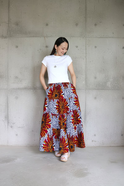 Cradle Handmadeアフリカ布スカート Sunburst