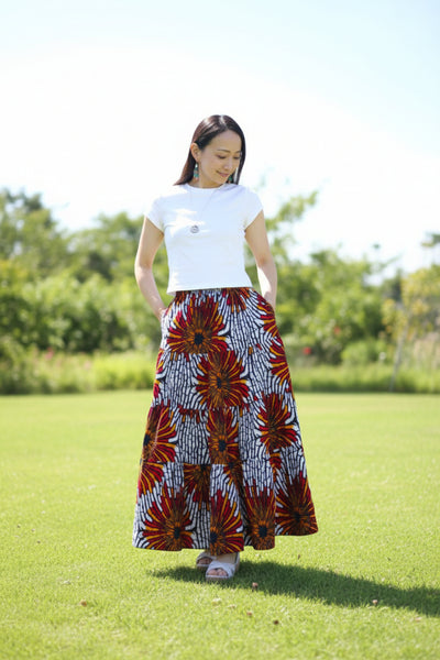 Cradle Handmadeアフリカ布スカート Sunburst
