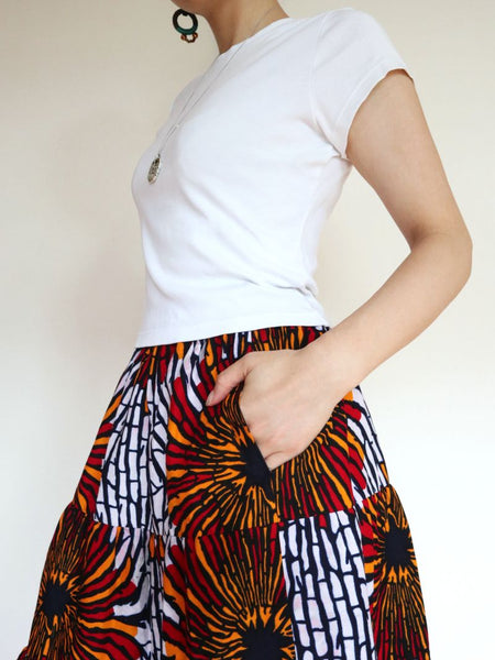 Cradle Handmadeアフリカ布スカート Sunburst