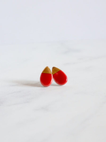 Nina Bosch 南アフリカ陶器  Tear Drop ピアス(S)(Red)