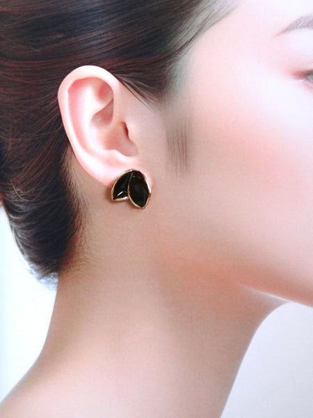 Nina Bosch 南アフリカ陶器 ワイルドオーキッド ピアス S (Black)