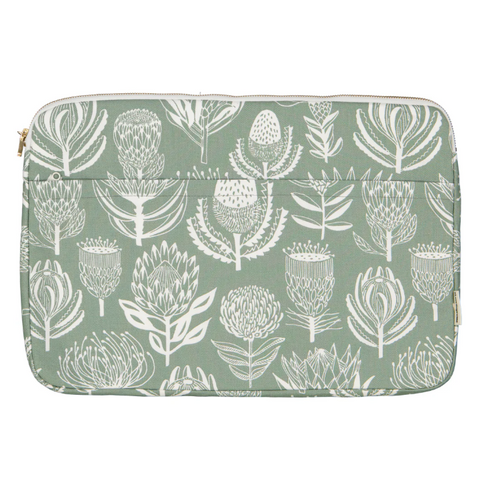 aLoveSupreme 15インチ　　　パソコンケース　フローラルキングダムGreen ポケット付き