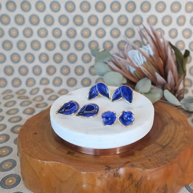 Nina Bosch 南アフリカ陶器 ワイルドオーキッド ピアス(Blue)