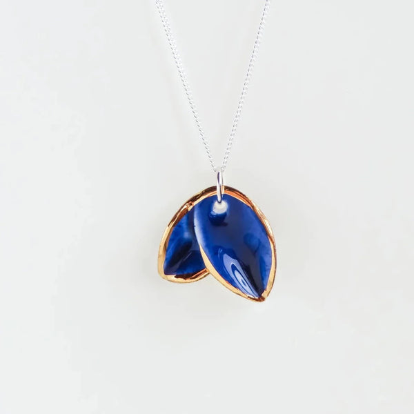 Nina Bosch 南アフリカ陶器  ワイルドオーキッド ネックレス(Blue)